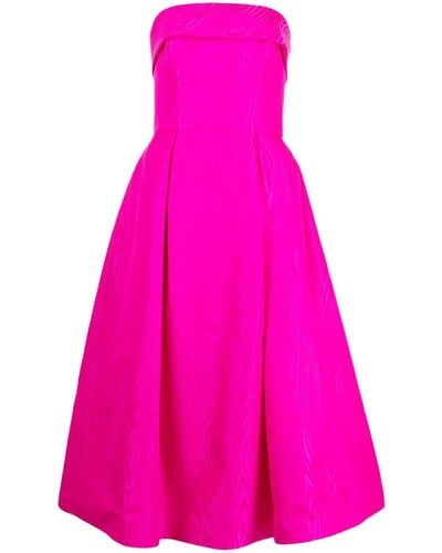Amsale Fold-pleat Midi Dress - Pink