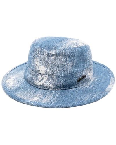 Borsalino Tie-fastening denim sun hat - Blau