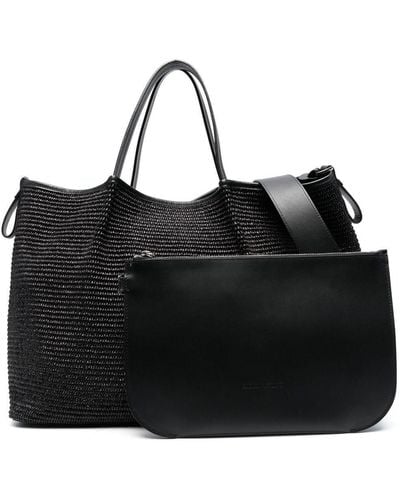 Fabiana Filippi Logo-patch Woven Leather Tote Bag - Black