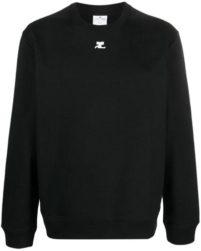 Courreges Logo-patch Cotton Sweatshirt - Black