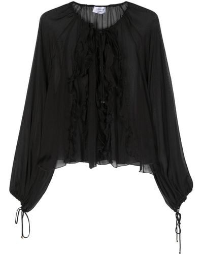 Blumarine Ruffled chiffon blouse - Negro