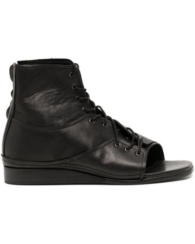 Y's Yohji Yamamoto Open-toe Leather Boots - Black