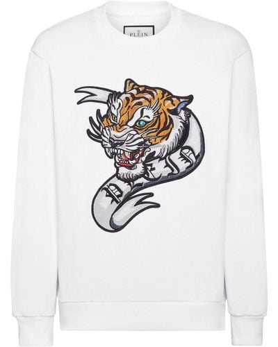 Philipp Plein Tattoo-print Cotton Sweatshirt - White