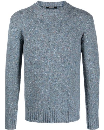 Tagliatore Intarsia-knit Crew-neck Sweater - Blue