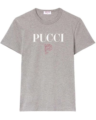 Emilio Pucci Logo-print Cotton T-shirt - Gray