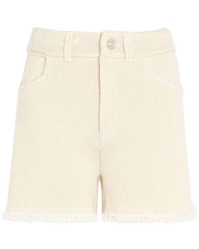 Barrie Frayed-detail Knitted Shorts - Natural