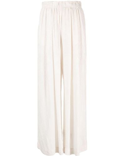 Raquel Allegra Athena Jacquard Palazzo Pants - White