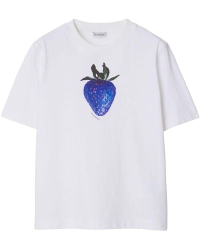 Burberry Camiseta con estampado Strawberry - Blanco