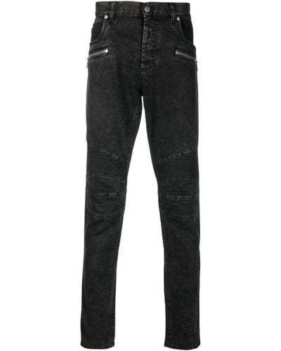Balmain Ausgeblichene Slim-Fit-Jeans - Schwarz