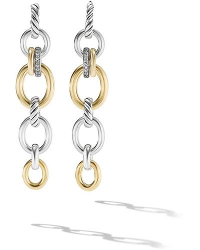 David Yurman 18kt Yellow Gold Mercer Chain Drop Earrings - White