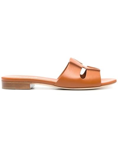 Rodo Cut-out Flat Slides - Brown
