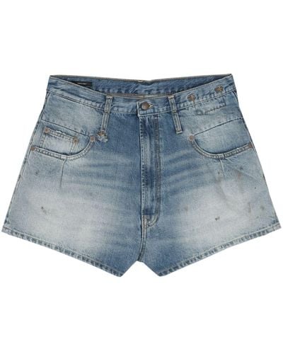 R13 Stained Denim Shorts - Blue