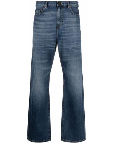 Saint Laurent Blue Cotton Straight-leg Jeans