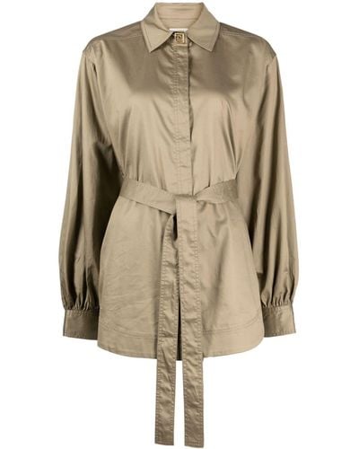 Aje. Louise Belted Cotton Shirt - Natural
