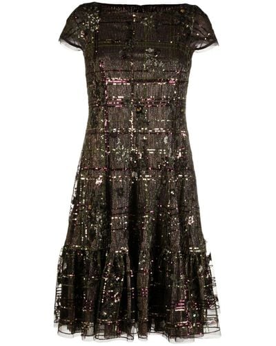 Talbot Runhof Robe courte brodée de sequins - Noir