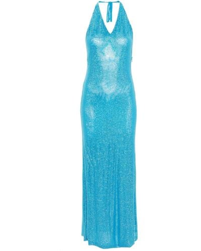 GIUSEPPE DI MORABITO Rhinestone-embellished Maxi Dress - Blue