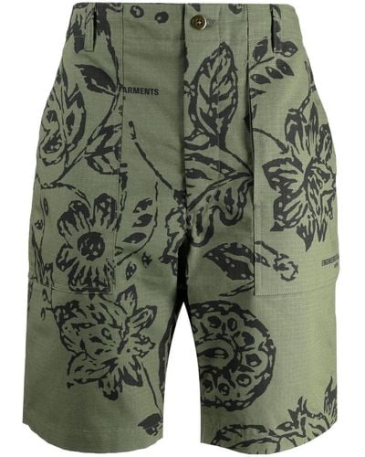 Engineered Garments Fatigue Floral-print Bermuda Shorts - Green