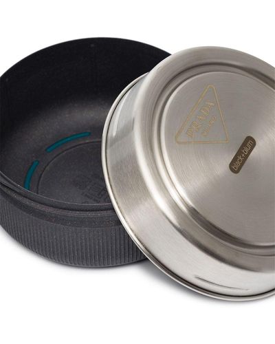 Prada Runde Lunchbox mit Logo-Gravur - Grau