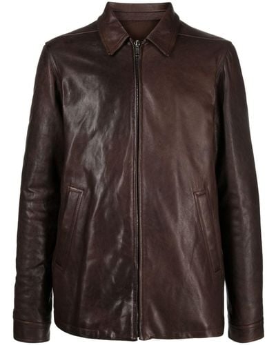 Rick Owens Bred Zip-fastening Leather Jacket - Brown
