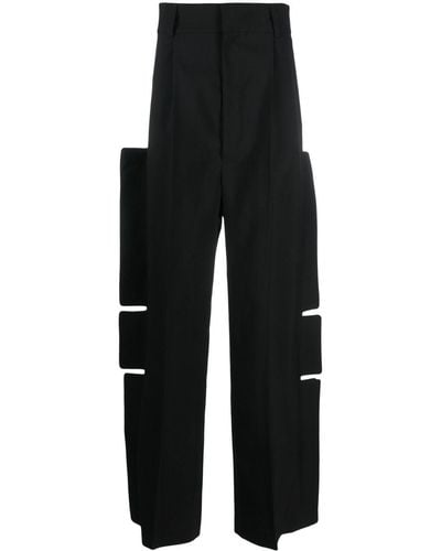 Walter Van Beirendonck Side-panel Wool Drop-crotch Trousers - Black