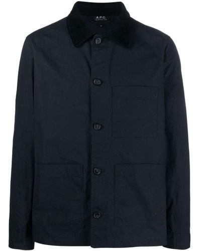A.P.C. Corduroy-collar Shirt Jacket - Blue