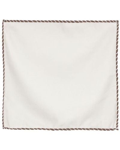 Eleventy Contrasting-border Cotton-wool Scarf - White