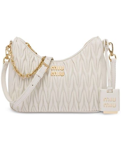 Miu Miu Matelassé Nappa Leather Shoulder Bag - Natural