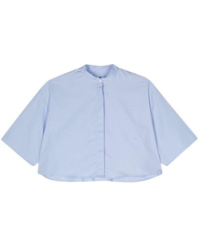 Dondup Chemise en coton à plaque logo - Bleu