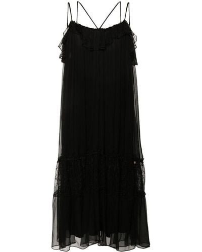 Nissa Lace-panelling Silk Dress - Black