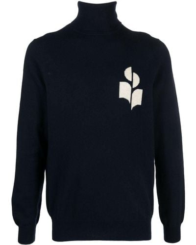 Isabel Marant Logo-detail Roll-neck Sweater - Blue