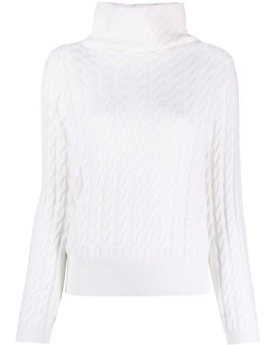 Allude Cable-knit Cashmere Sweater - White