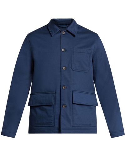 Michael Kors Single-breasted Cotton Shirt Jacket - Blue