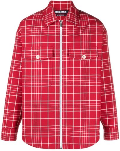 Jacquemus Montage Checked Cotton-twill Overshirt - Red
