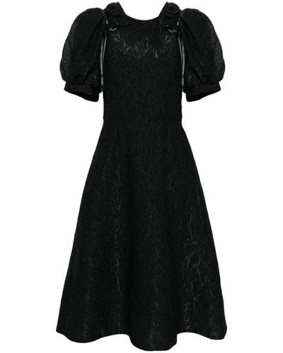 Simone Rocha Midi-jurk Met Gekreukt Effect - Zwart