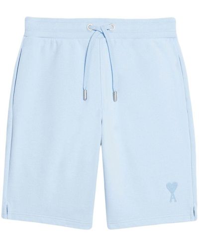 Ami Paris Pantalones cortos de deporte con logo bordado - Azul