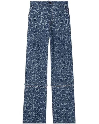 AZ FACTORY Linda Leopard-print Wide-leg Trousers - Blue
