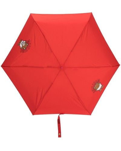Moschino Paraguas con motivo Teddy - Rojo