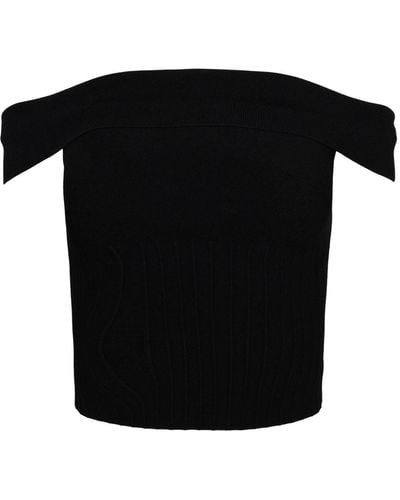 STAUD Artistry Top Off-the-shoulder Knit Top - Black