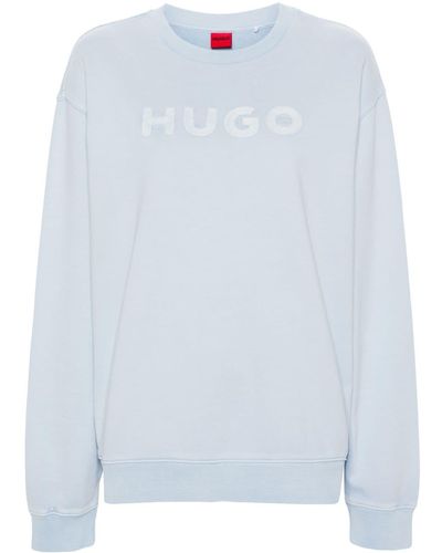 HUGO Logo-embroidered cotton sweatshirt - Blau