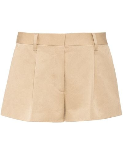 Miu Miu Low-rise Cotton Chino Shorts - Natural