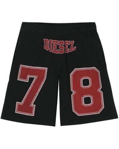 DIESEL Pantalones cortos de deporte P-Tain con logo - Rojo