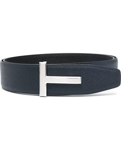 Tom Ford T-buckle Reversible Leather Belt - Blue