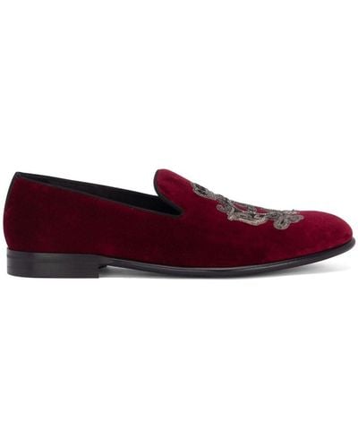 Dolce & Gabbana Fluwelen Pantoffels Met Borduurwerk - Rood