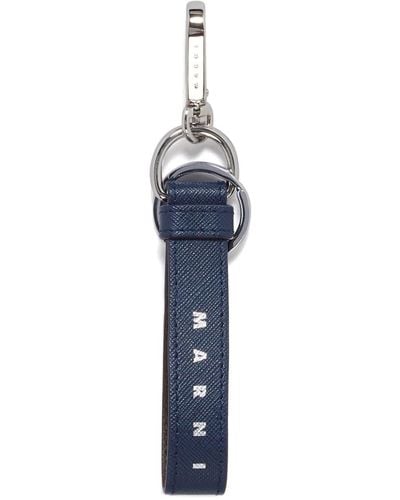 Marni Logo-print Leather Keyring - Blue