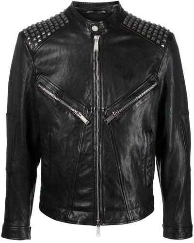 DSquared² Veste de moto à détail de clous - Noir