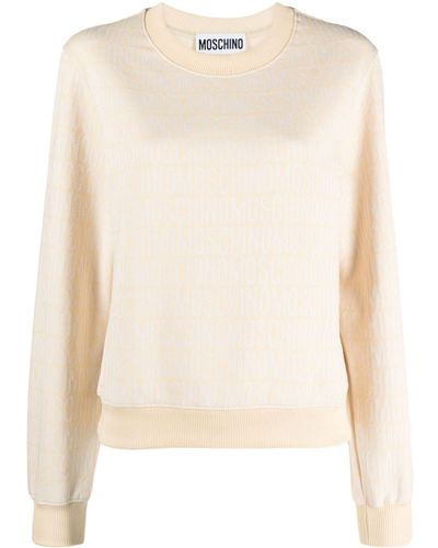 Moschino Logo-print Cotton-blend Sweatshirt - Natural