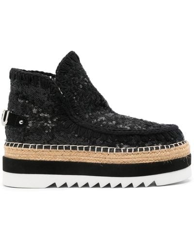 Mou Sequin Ankle Boots - Black