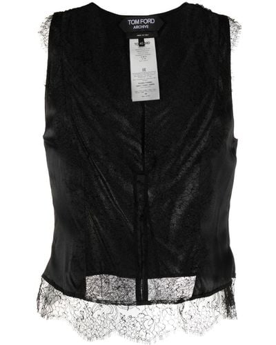 Tom Ford Silk-satin Lace Camisole Top - Black