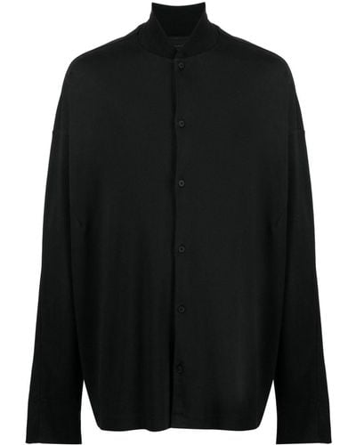 Transit Band-collar Cotton Shirt - Black