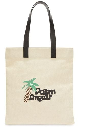 Palm Angels Sketchy Shopper Met Logoprint - Naturel